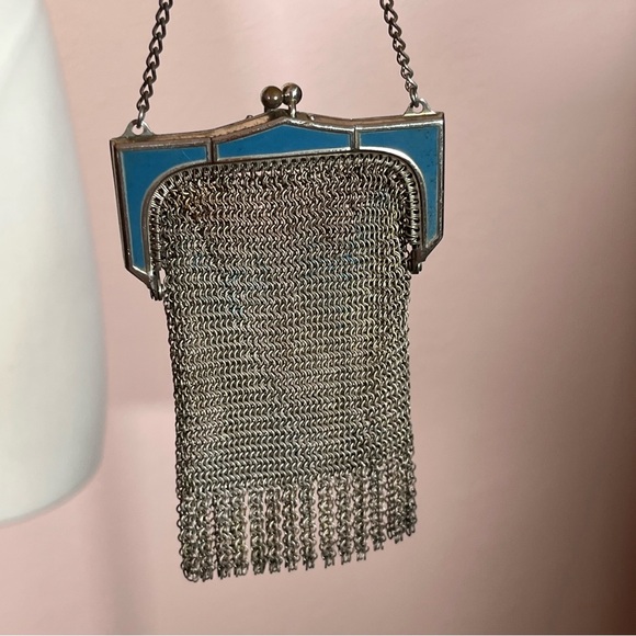 Whiting & Davis Antique Silver Mesh Art Deco Victorian Mini Bag - Picture 5 of 17